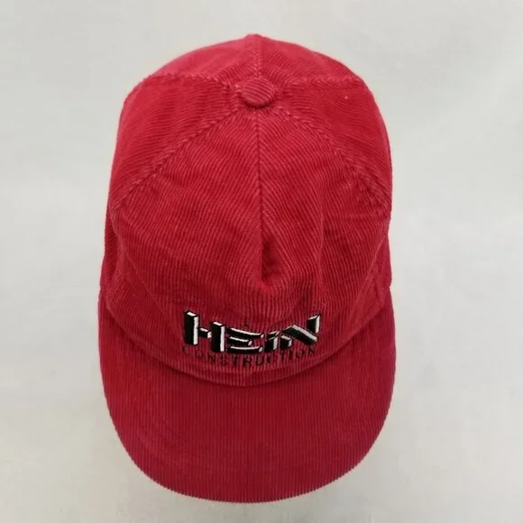 ✅VTG P-Caps Hein Construction Red Corduroy Snapback Baseball Hat OSFA Adjustable - Picture 4 of 9